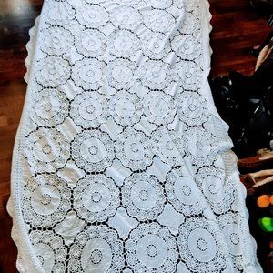 Hand Crochet White 65 x 122 Delicate Large lace hand made white throw blanket